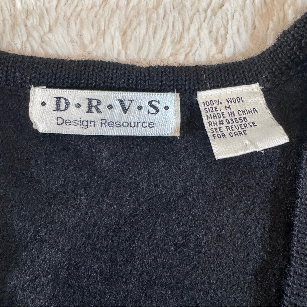 Vintage 90s D.R.V.S.  Wool Embroidered Vest Black Purple Floral Gold Buttons - Picture 4 of 6
